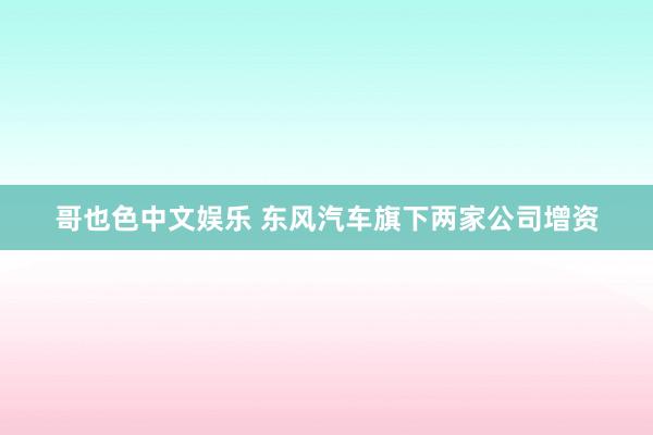 哥也色中文娱乐 东风汽车旗下两家公司增资