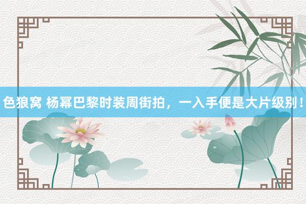 色狼窝 杨幂巴黎时装周街拍，一入手便是大片级别！